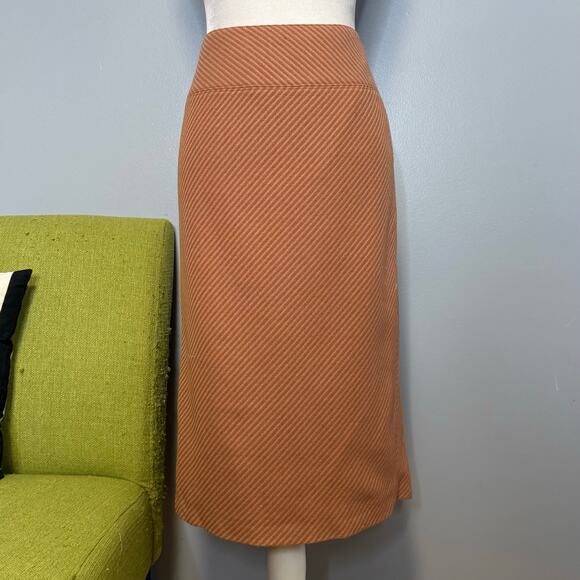 J. Crew Dresses & Skirts - J Crew Orange Striped Wool Midi Straight Pencil Skirt 8